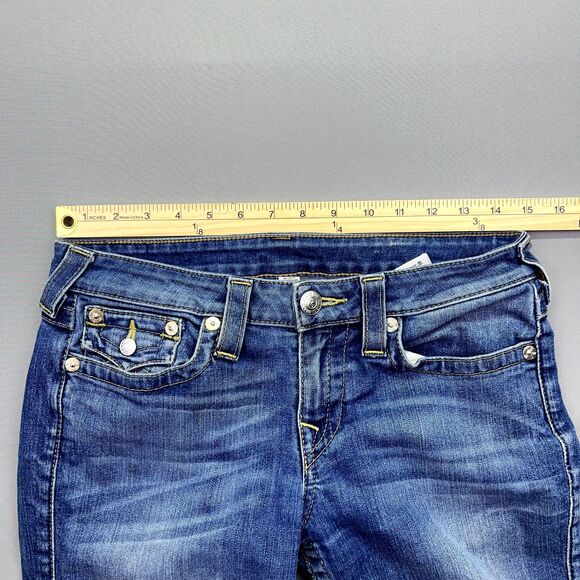 True Religion Jeans Womens 29 Blue Denim Flat‎ Front Pockets Slim Straight - Picture 12 of 16